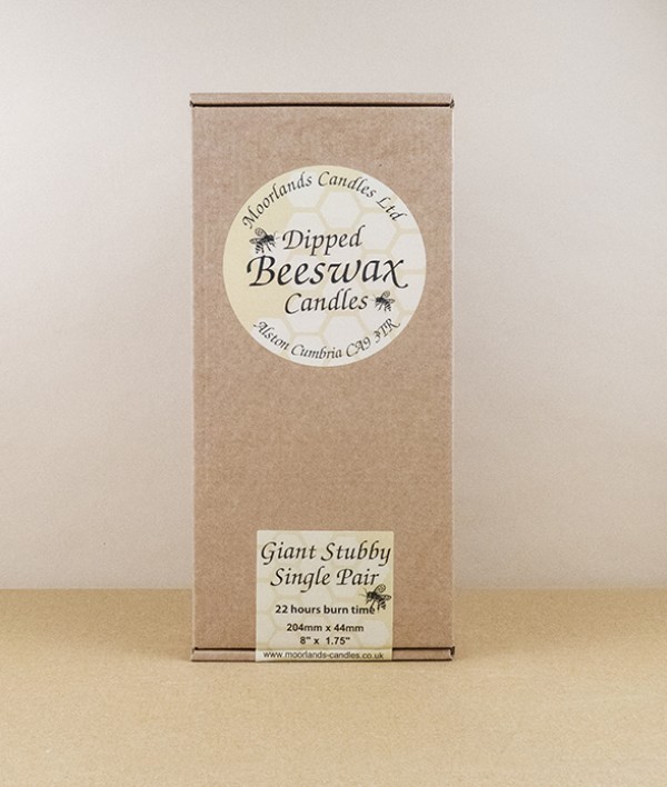 Beeswax giant stubby candles, boxed