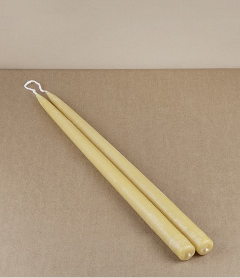 Hand-Dipped Beeswax Long Dinner Candles, Pair