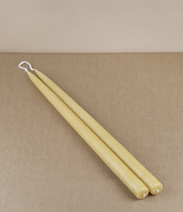Hand-dipped UK beeswax long dinner candles