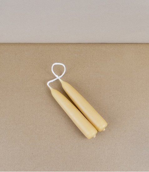 Hand-Dipped Beeswax Stubby Candles, Pair