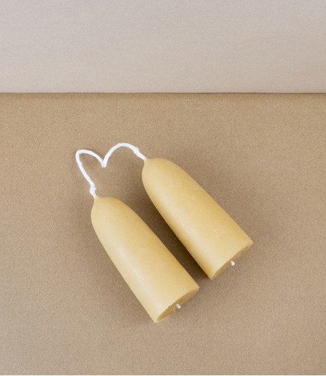 Hand-Dipped Beeswax Stumpie Candles, Pair