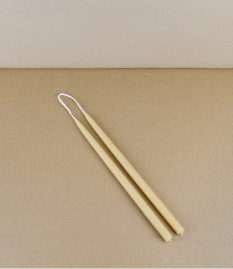 Hand-Dipped Beeswax Tapers, Pair