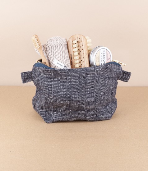European linen wash bag, Herringbone