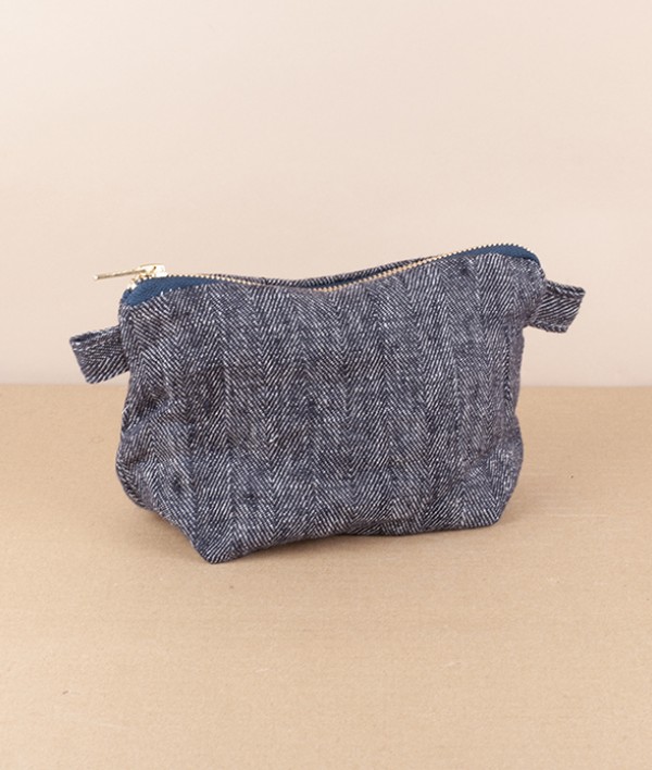 European linen wash bag, Herringbone