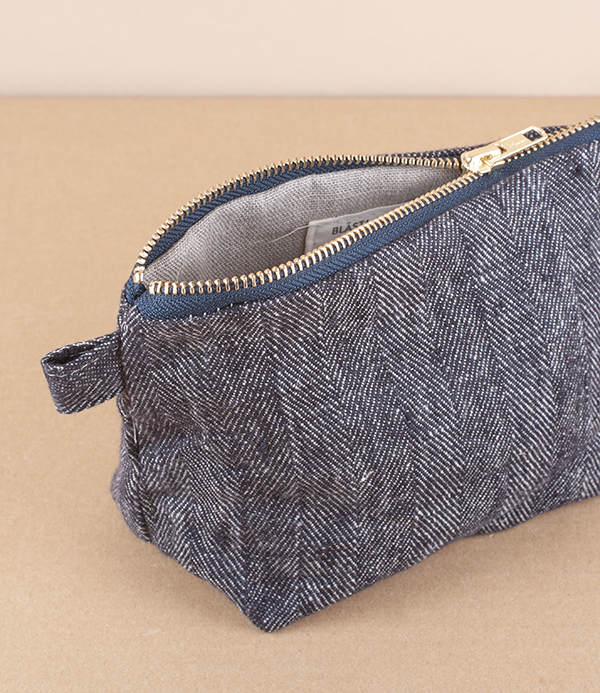 European linen wash bag, Herringbone