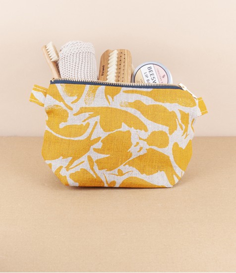 European linen wash bag, Yellow
