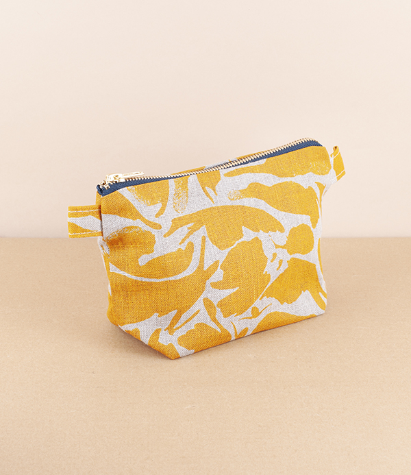 European linen wash bag, Yellow