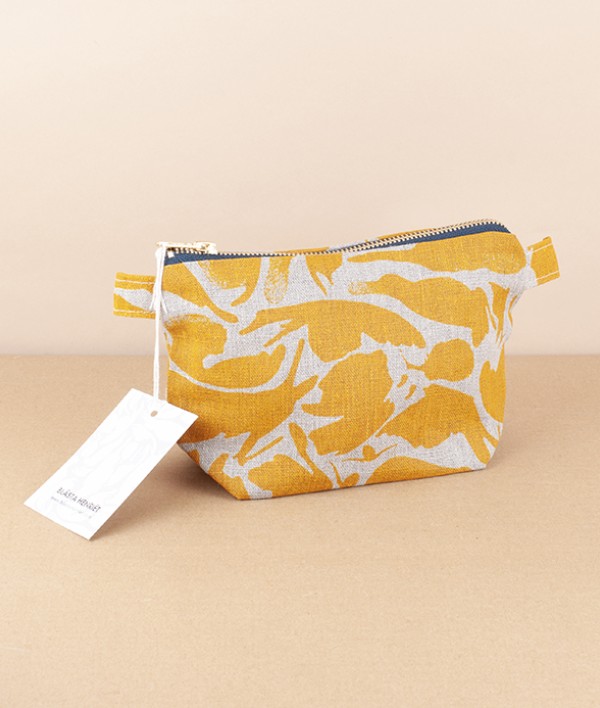 European linen wash bag, Yellow