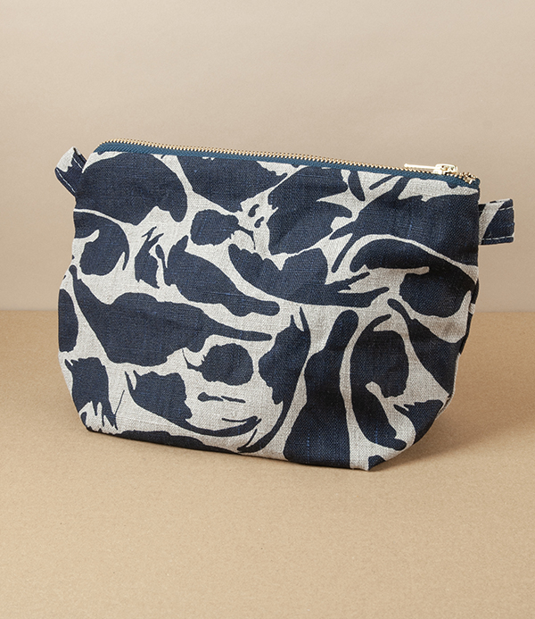 European Linen Wash Bag, Navy, Large