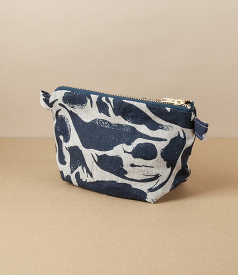 European Linen Wash Bag, Navy, Small