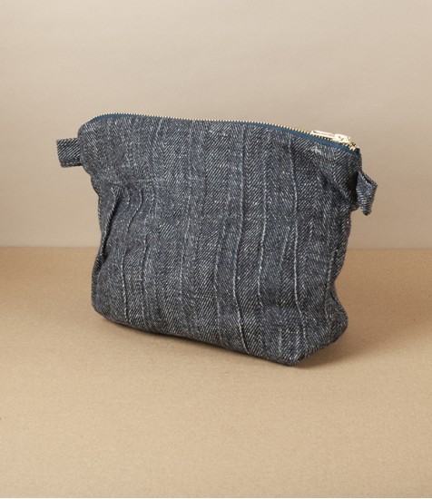 European Linen Wash Bag, Herringbone, Large