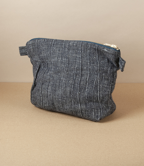 European Linen Wash Bag, Herringbone, Large