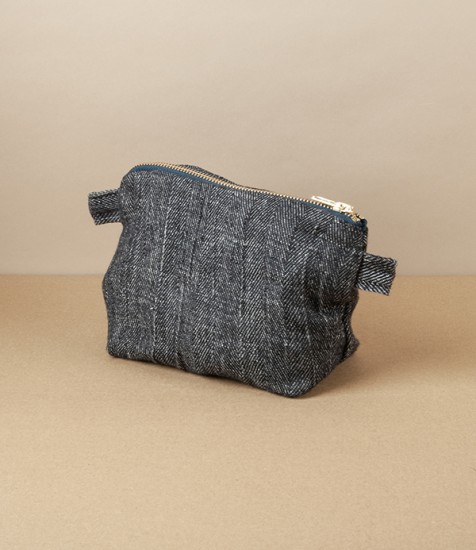 European Linen Wash Bag, Herringbone, Small