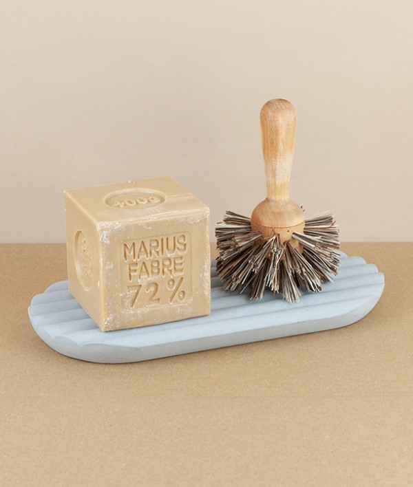 Soap and brush stand, cast concrete