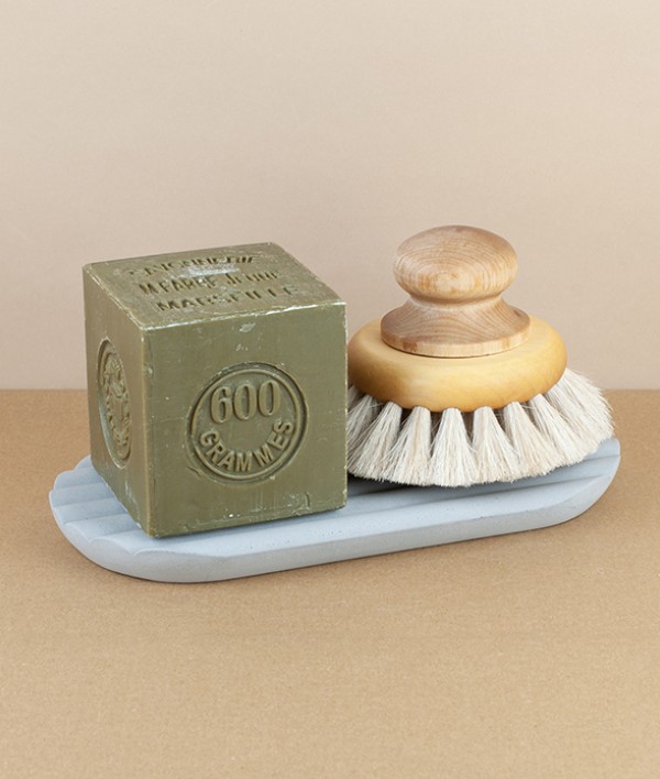 Soap and brush stand, cast concrete