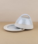 Joseph Bull Stoneware Butter Dish, Ash Glaze