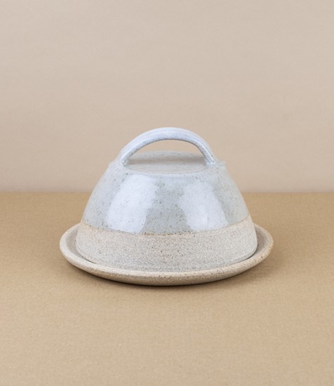Joseph Bull Stoneware Butter Dish, Ash Glaze
