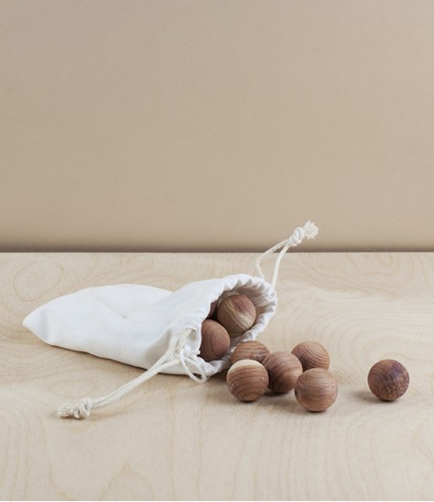 Cedar-wood balls in cotton bag