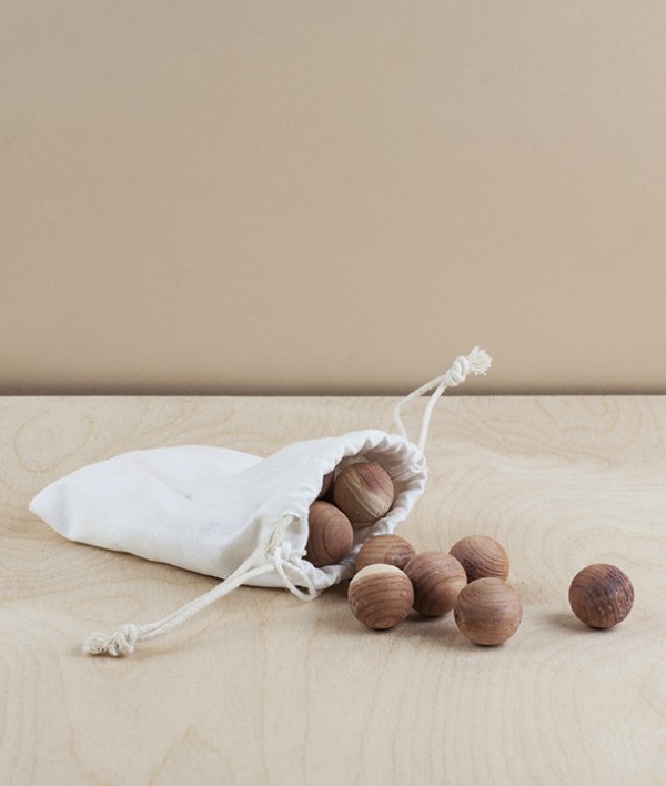 Cedar-wood balls in cotton bag