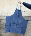 French Washed Linen & Cotton Apron, Indigo