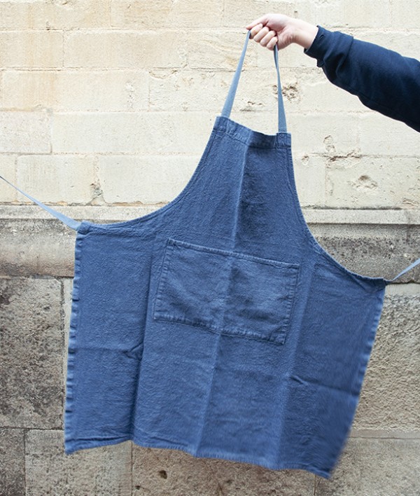 French Washed Linen & Cotton Apron, Indigo