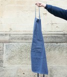 French Washed Linen & Cotton Apron, Indigo