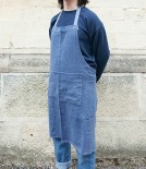 French Washed Linen & Cotton Apron, Indigo