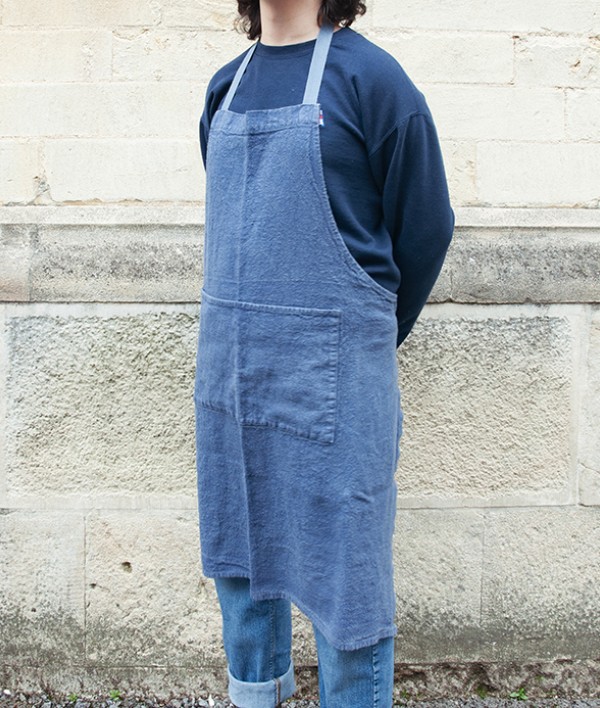 French Washed Linen & Cotton Apron, Indigo