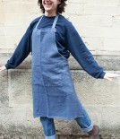 French Washed Linen & Cotton Apron, Indigo
