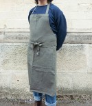 French Linen & Cotton Long Apron, Flueriste Lierre