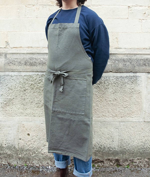 French Linen & Cotton Long Apron, Flueriste Lierre