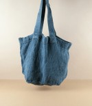 French Linen Woven Shopper, Petrol