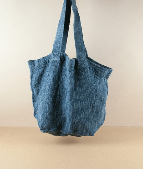 French Linen Woven Shopper, Petrol