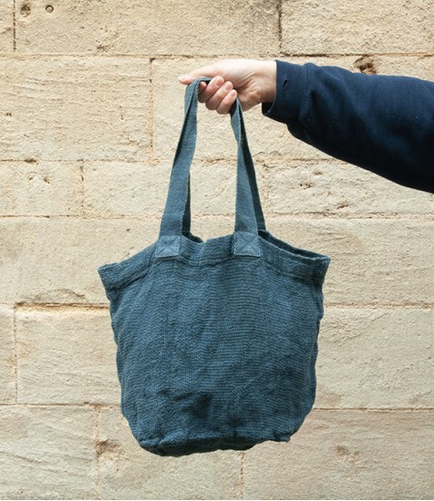 French Linen Woven Shopper, Petrol