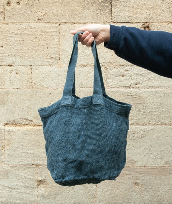 French Linen Woven Shopper, Petrol