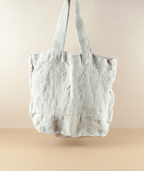 French Linen Woven Shopper, Natural