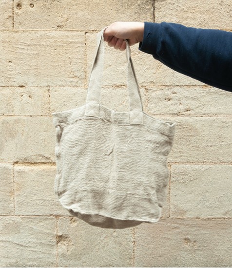 French Linen Woven Shopper, Natural
