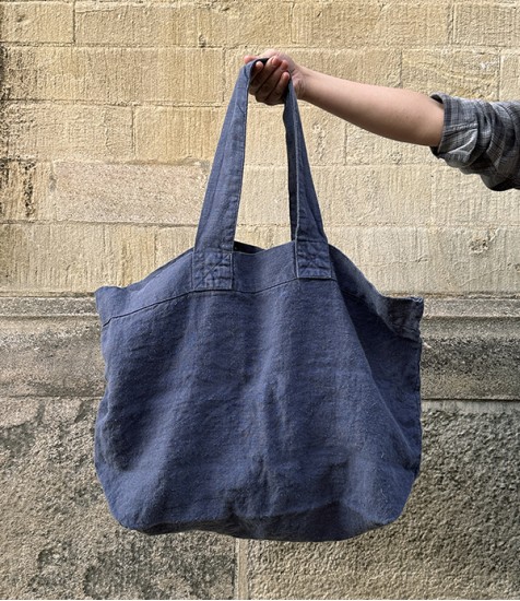 French Linen Over-Sized Woven Carry-All, Indigo
