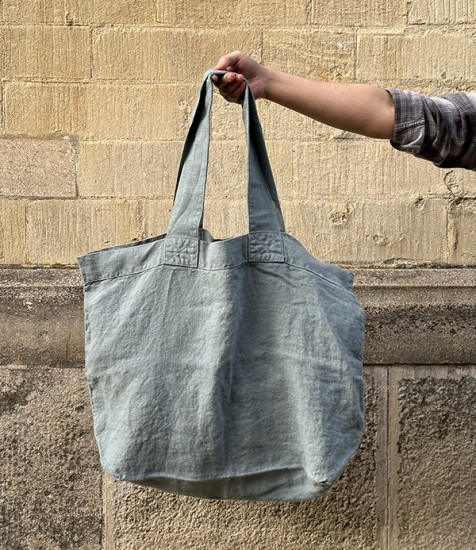 French Linen Over-Sized Woven Carry-All, Vert de Gris