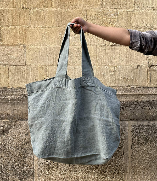 French Linen Over-Sized Woven Carry-All, Vert de Gris