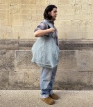 French Linen Over-Sized Woven Carry-All, Vert de Gris