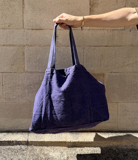 French Linen Woven Large Tote, Aubergine