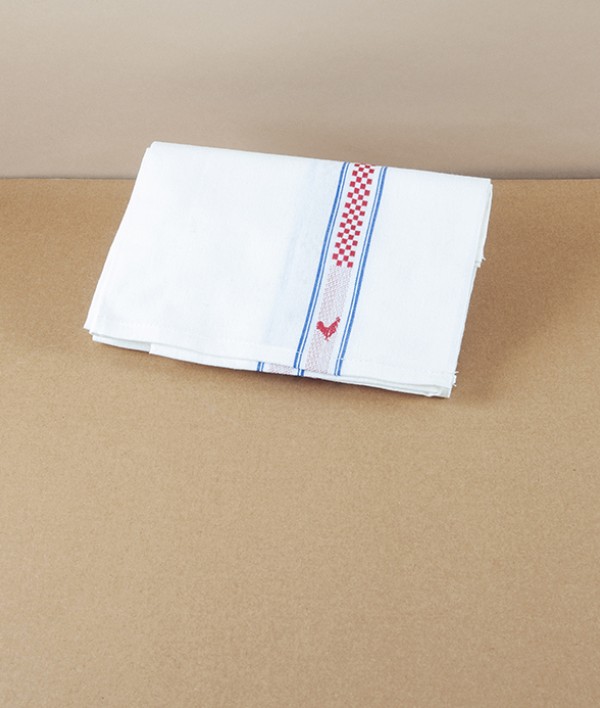 Pure Cotton French Kitchen Towel, Vichy Coq