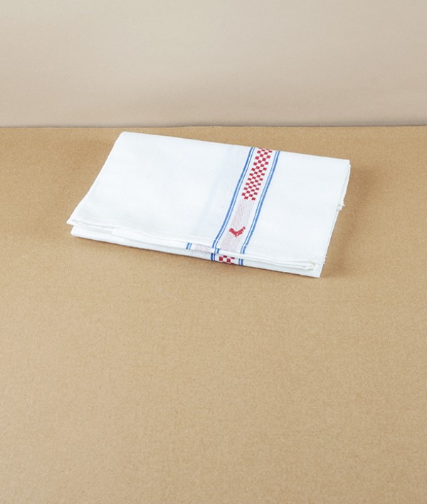 Pure Cotton French Kitchen Towel, Vichy Coq