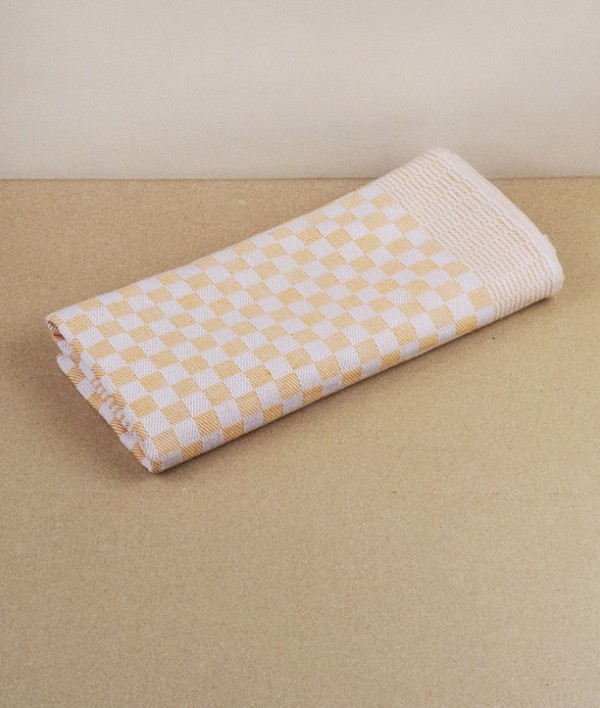 Jacquard woven kitchen towel, gold check