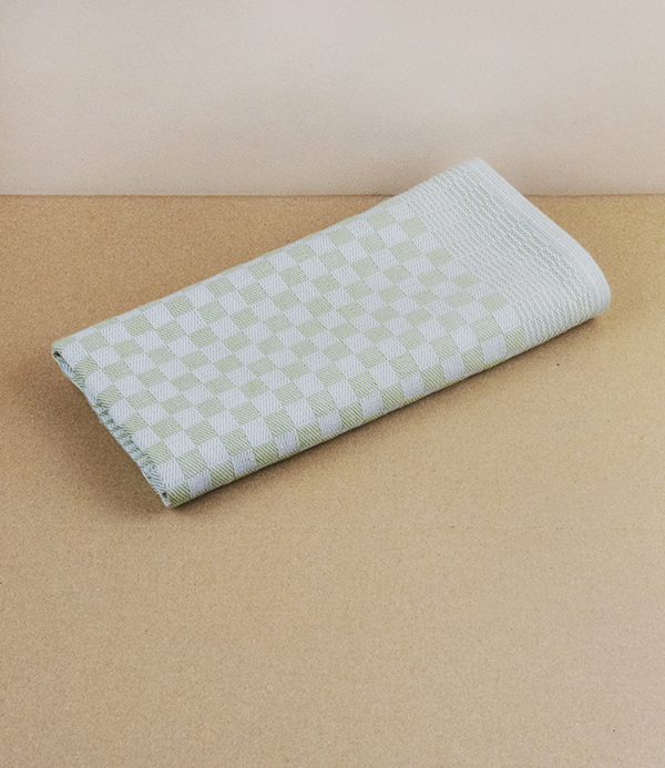 Jacquard woven kitchen towel, green check