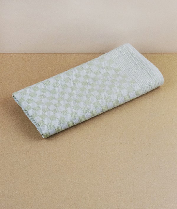 Jacquard woven kitchen towel, green check