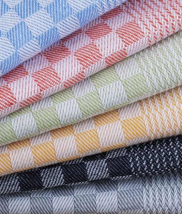 Jacquard woven kitchen towel, green check