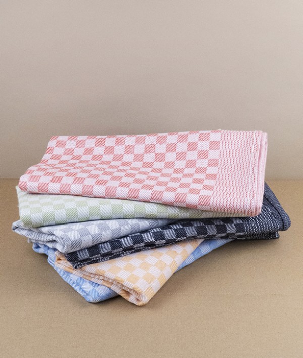 Jacquard woven kitchen towel, green check