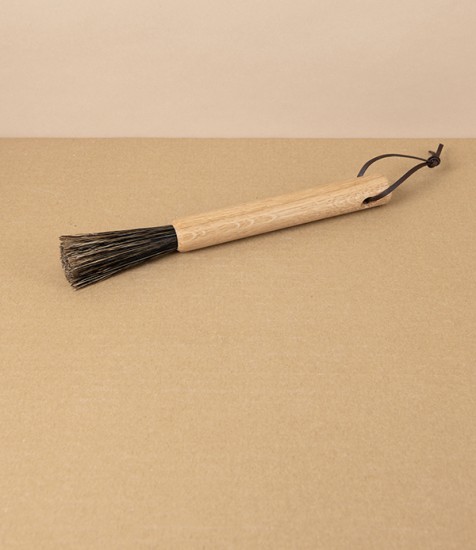 Brush for Small Spaces & Coffee Grinders, Oiled Oak & Horsehair with Loop